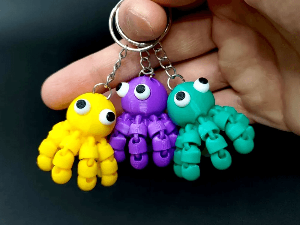 Articulated Googly-Eye Octopus Keychain