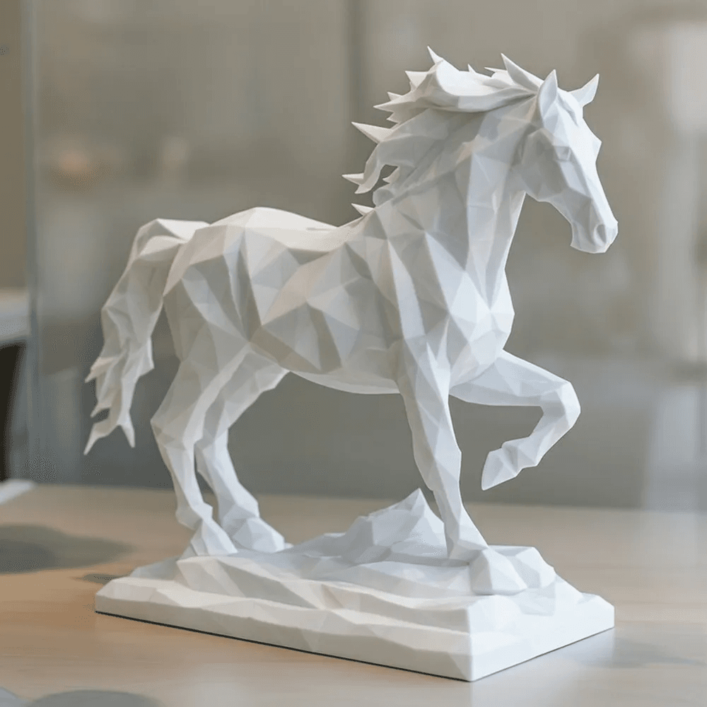 Geometric Stallion Horse Statue