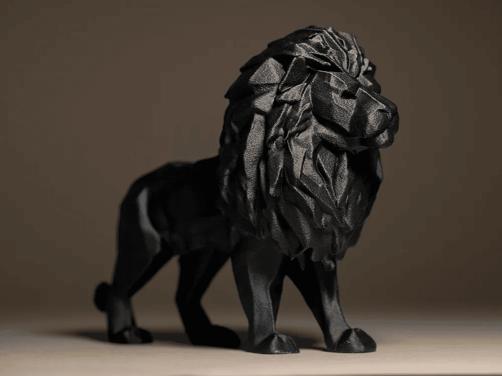 Faceted Low-Poly Lion Sculpture